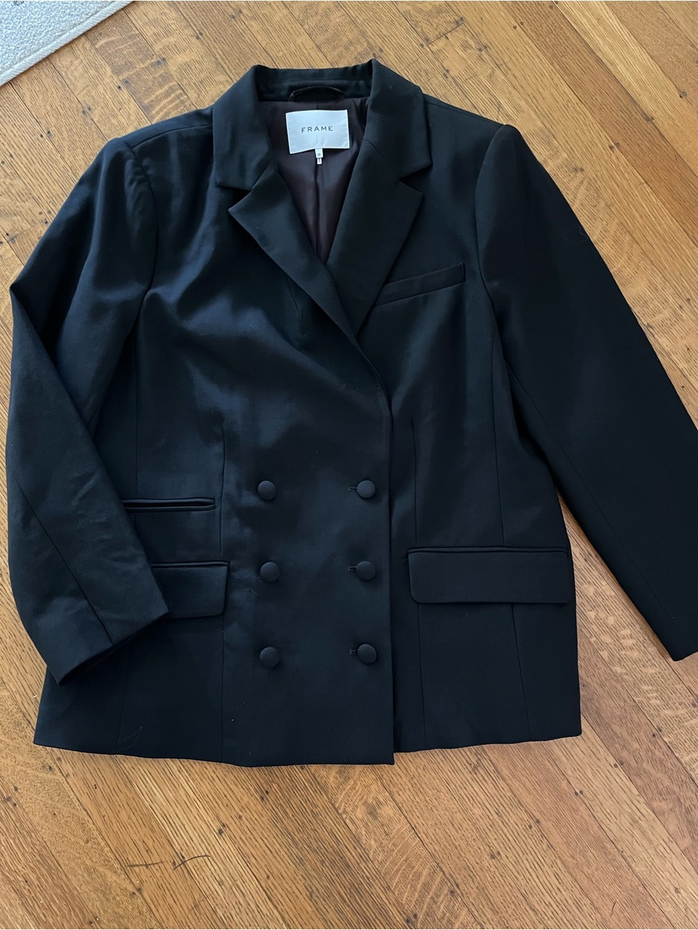 Frame Denim Black Double-Breasted Blazer